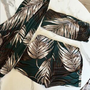 Tropical Leaf Print Bikini Set